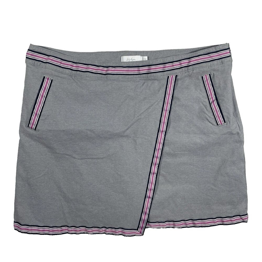 Lady Hagen Grey Skort Size 16 Striped Trim Y2K Sporty Athletic Golf Mini